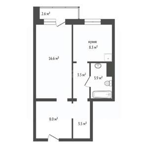 1-к квартира, вторичка, 45м2, 17/17 этаж