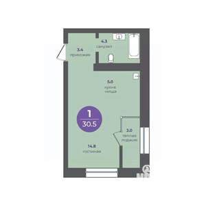 1-к квартира, вторичка, 31м2, 13/15 этаж