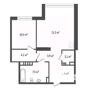2-к квартира, вторичка, 56м2, 7/23 этаж