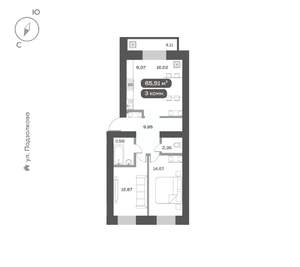 3-к квартира, вторичка, 66м2, 8/16 этаж