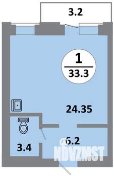 1-к квартира, строящийся дом, 34м2, 10/14 этаж