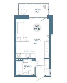 1-к квартира, строящийся дом, 29м2, 10/19 этаж