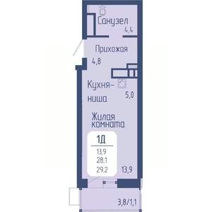 Студия квартира, вторичка, 29м2, 5/24 этаж