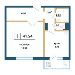1-к квартира, вторичка, 41м2, 15/17 этаж