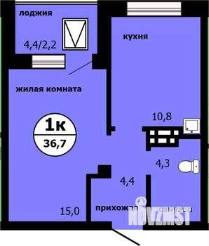 1-к квартира, строящийся дом, 36м2, 11/19 этаж