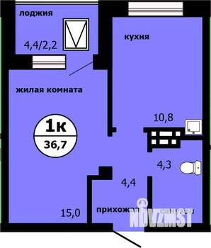 1-к квартира, строящийся дом, 36м2, 6/19 этаж