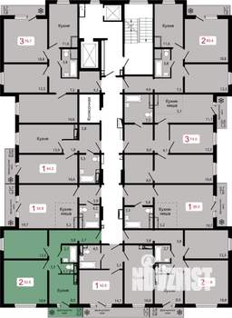 2-к квартира, строящийся дом, 54м2, 13/17 этаж