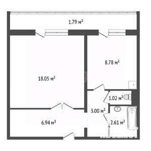 1-к квартира, вторичка, 40м2, 2/18 этаж