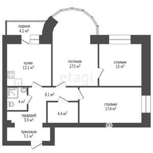 3-к квартира, вторичка, 98м2, 2/17 этаж