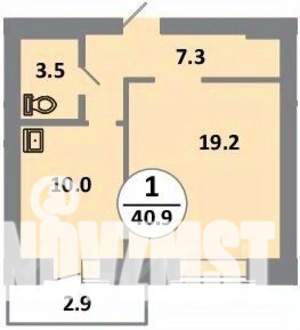 1-к квартира, вторичка, 41м2, 14/14 этаж