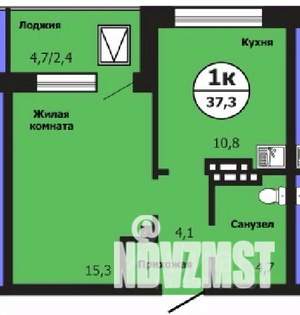 1-к квартира, строящийся дом, 37м2, 9/19 этаж