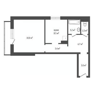 1-к квартира, вторичка, 46м2, 2/18 этаж