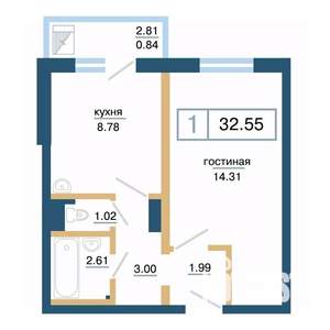 1-к квартира, вторичка, 33м2, 9/17 этаж