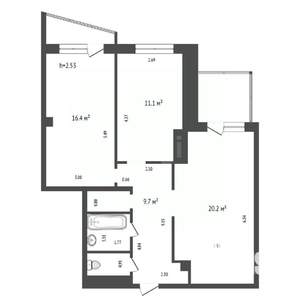 2-к квартира, вторичка, 66м2, 4/17 этаж