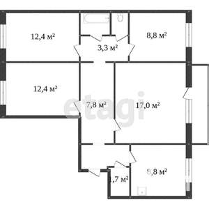 4-к квартира, вторичка, 79м2, 6/10 этаж