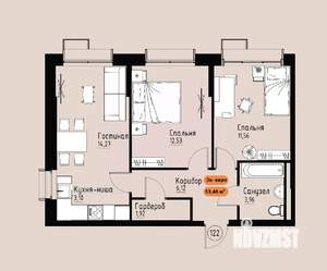 3-к квартира, вторичка, 53м2, 15/17 этаж