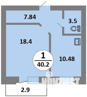 1-к квартира, строящийся дом, 40м2, 11/14 этаж