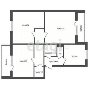 3-к квартира, вторичка, 67м2, 4/10 этаж