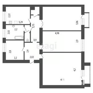 4-к квартира, вторичка, 80м2, 5/5 этаж