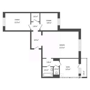 3-к квартира, вторичка, 70м2, 5/16 этаж