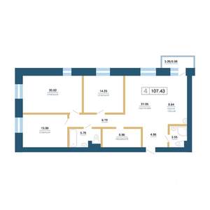 4-к квартира, вторичка, 105м2, 2/7 этаж