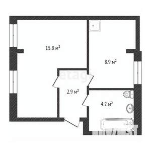 1-к квартира, вторичка, 32м2, 1/1 этаж