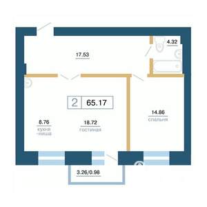 2-к квартира, вторичка, 65м2, 5/7 этаж