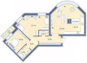 3-к квартира, вторичка, 108м2, 2/8 этаж