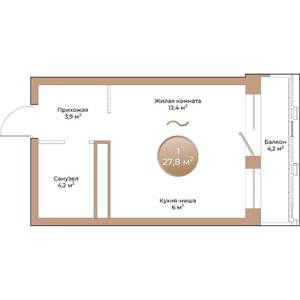 1-к квартира, вторичка, 28м2, 2/24 этаж