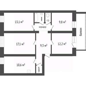 4-к квартира, вторичка, 91м2, 23/25 этаж