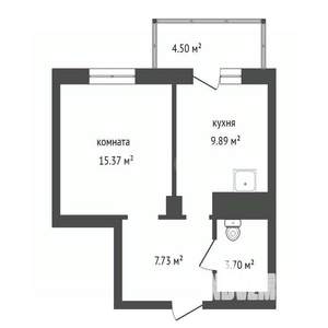 1-к квартира, вторичка, 37м2, 3/20 этаж