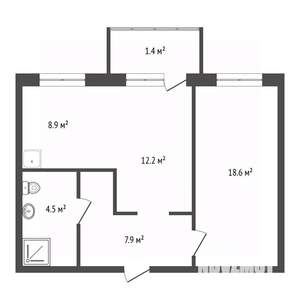 2-к квартира, вторичка, 51м2, 16/25 этаж