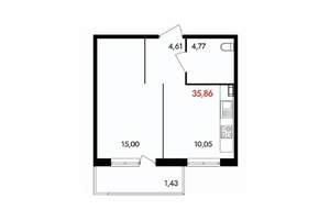 1-к квартира, вторичка, 36м2, 11/18 этаж