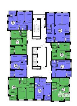 2-к квартира, строящийся дом, 50м2, 3/24 этаж