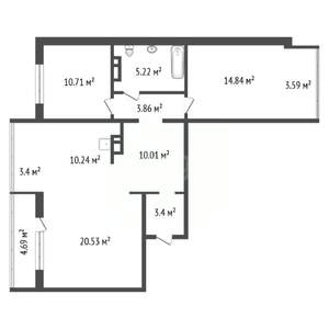 3-к квартира, вторичка, 90м2, 9/10 этаж