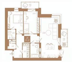 3-к квартира, строящийся дом, 84м2, 5/23 этаж