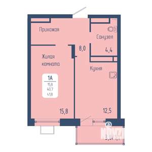 1-к квартира, вторичка, 42м2, 11/15 этаж