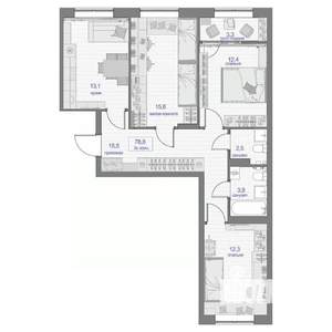 3-к квартира, вторичка, 79м2, 7/24 этаж