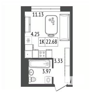 1-к квартира, вторичка, 23м2, 9/17 этаж