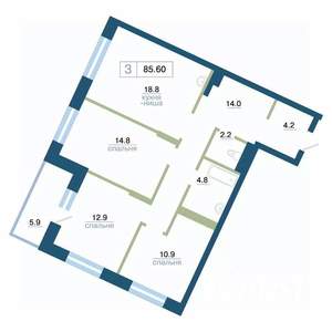 3-к квартира, вторичка, 86м2, 5/24 этаж