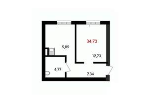 1-к квартира, вторичка, 35м2, 12/18 этаж