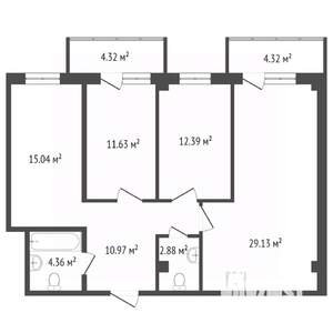 4-к квартира, вторичка, 98м2, 15/19 этаж