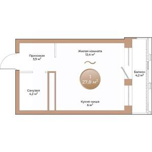 1-к квартира, вторичка, 28м2, 5/24 этаж