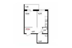 1-к квартира, вторичка, 38м2, 15/18 этаж