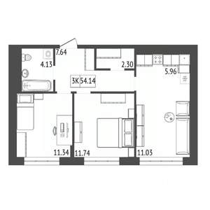 3-к квартира, вторичка, 54м2, 5/17 этаж