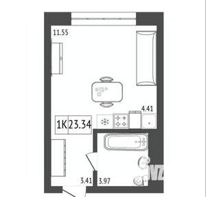 1-к квартира, вторичка, 23м2, 15/17 этаж