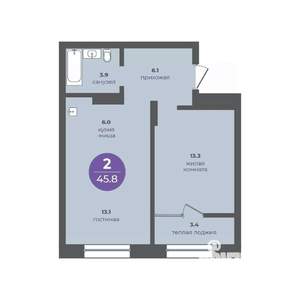 2-к квартира, вторичка, 46м2, 6/24 этаж