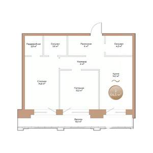 2-к квартира, вторичка, 65м2, 19/24 этаж