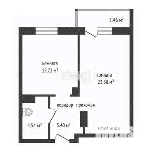 2-к квартира, сданный дом, 51м2, 9/18 этаж