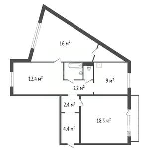 3-к квартира, вторичка, 72м2, 3/9 этаж